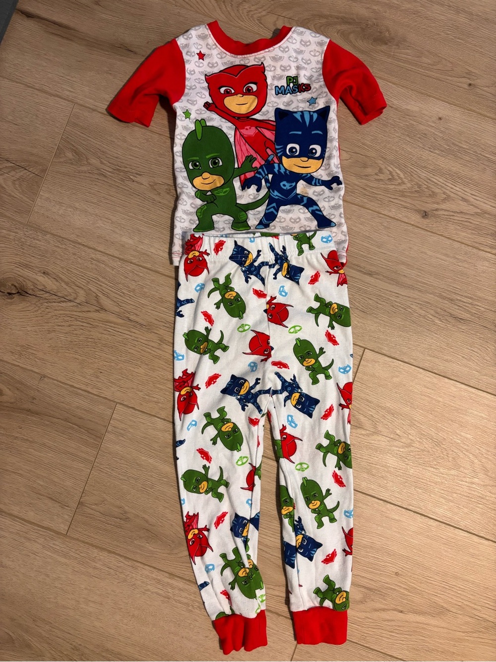 PJ Masks Red & White Kids One-Piece Footie Pajamas